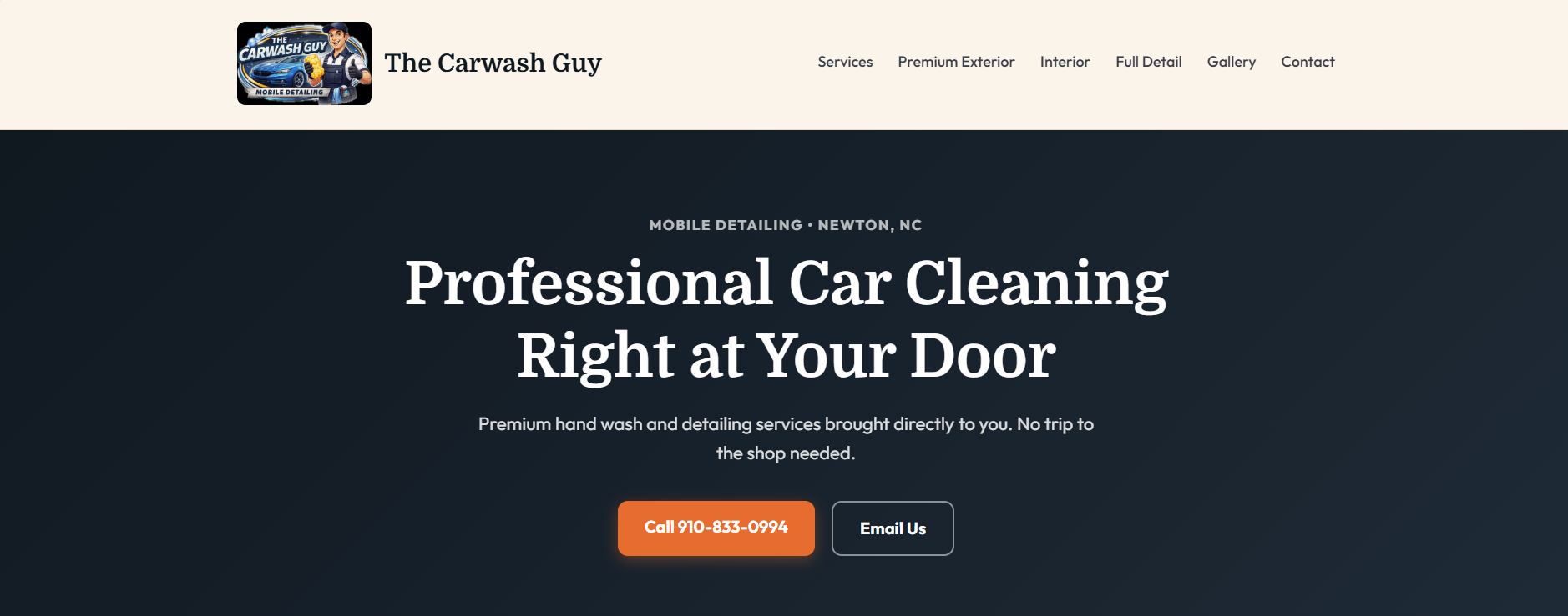 The Carwash Guy detailing website preview