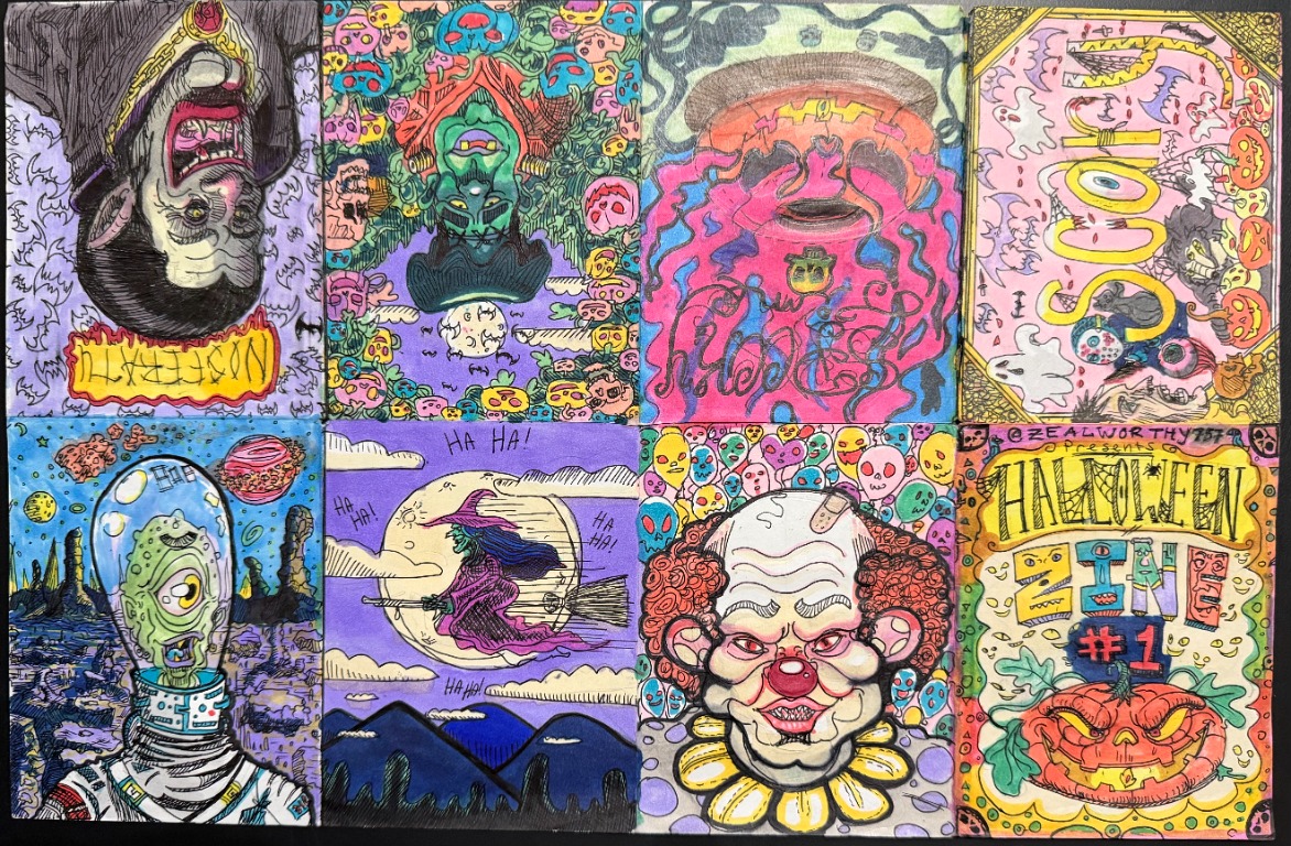 Creature Collage Grid of colorful cartoon monsters and characters