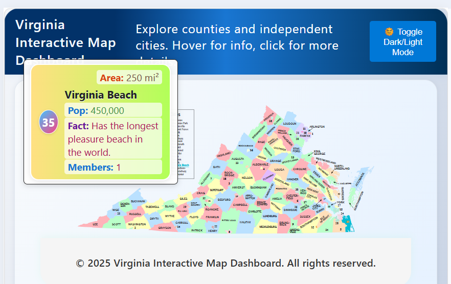 Virginia Interactive Map Dashboard preview